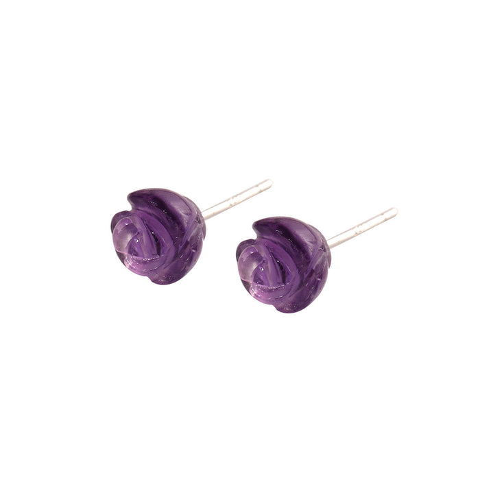 Sterling Silver Amethyst Flower Earring