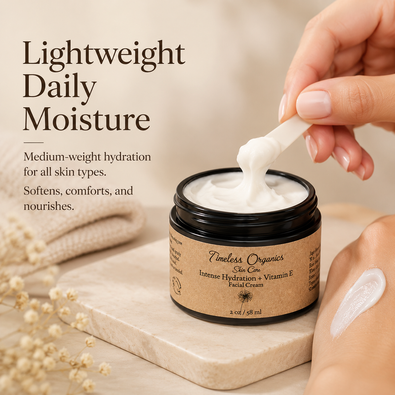 Timeless Organics Skin Care Intense Hydration + Vitamin E Facial Cream Light Gray