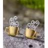 14K Gold and Sterling Silver Coffee Earrings