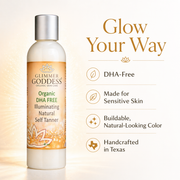 Glimmer Goddess® Organic Skin Care DHA‑Free Self Tanner for Sensitive Skin – Glow Self Tanner