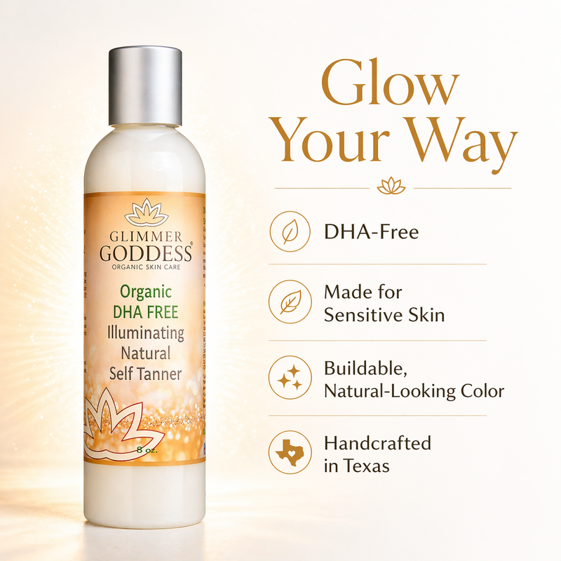Glimmer Goddess® Organic Skin Care DHA‑Free Self Tanner for Sensitive Skin – Glow Self Tanner