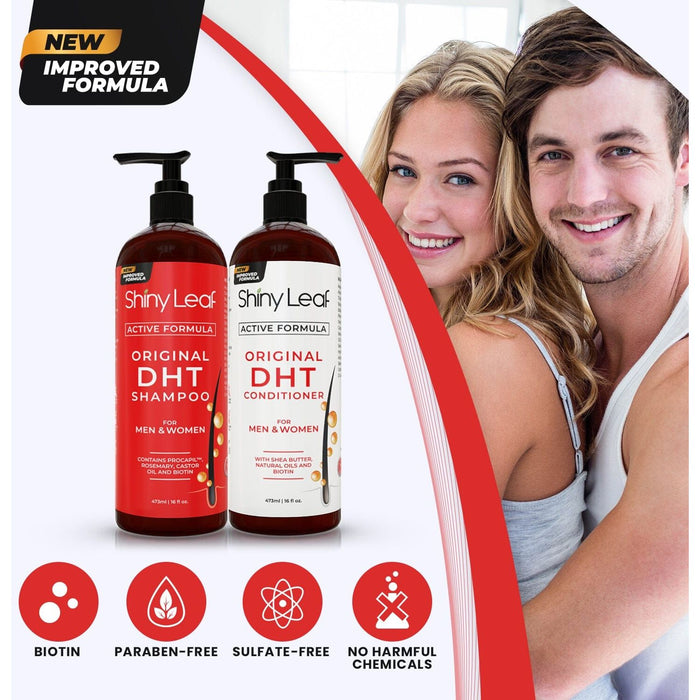 Shiny Leaf - Dht Blocker Anti Hair Loss Shampoo And Conditioner Set With Biotin (2 X 16 Oz)