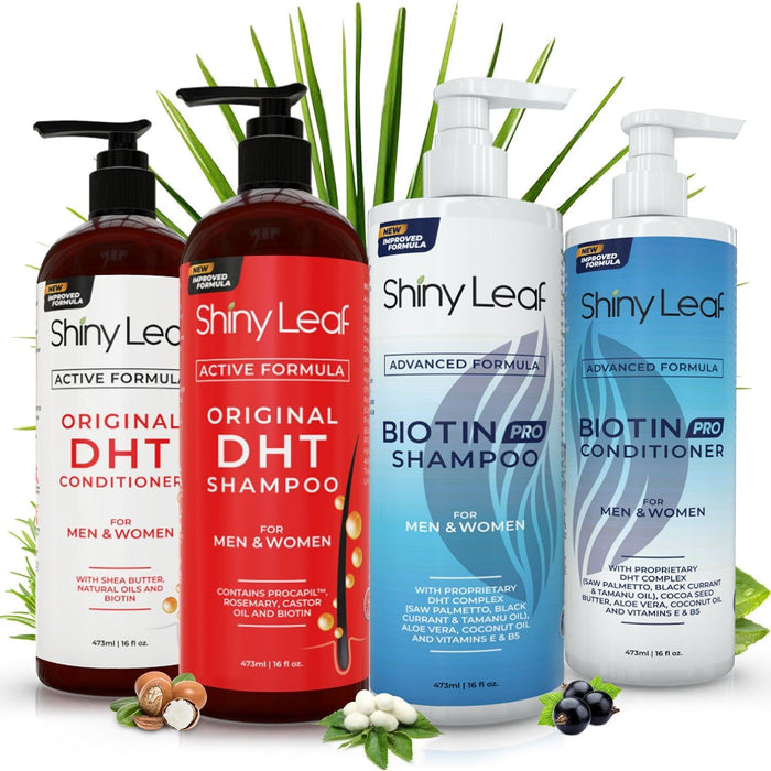 Shiny Leaf - Dht Original & Biotin Pro Shampoo And Conditioner Hair Growth 4 Bottle Set Shiny Leaf