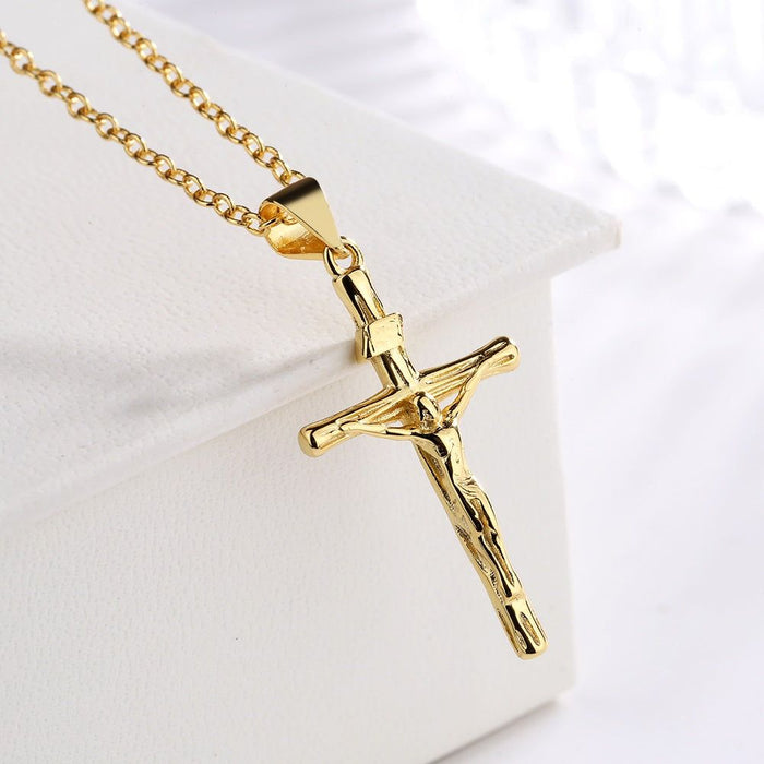 14K Gold or Sterling Silver Crucifix Cross Pendant Necklace