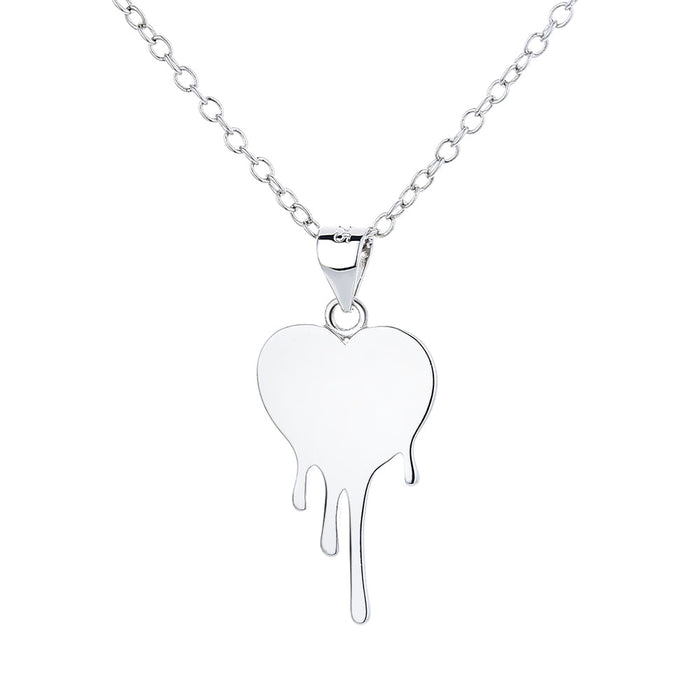 Sterling Silver Dripping Heart Pendant Necklace