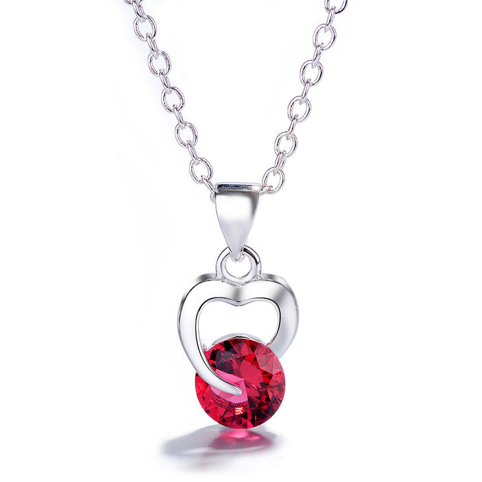 Sterling Silver Sapphire Heart Earring and Necklace Set