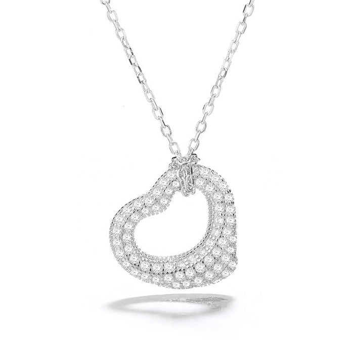 Sterling Silver Swarovski Crystal Pave Heart Pendant