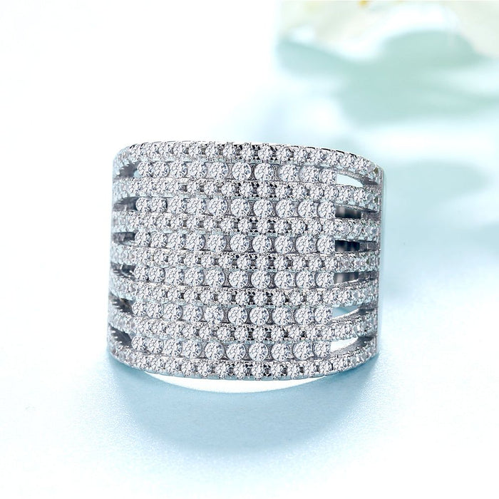 Silver-Tone Banded Ring with crystals from Swarovski