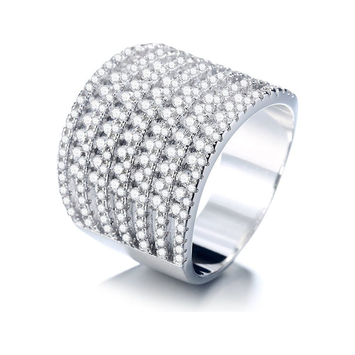 Silver-Tone Banded Ring with crystals from Swarovski