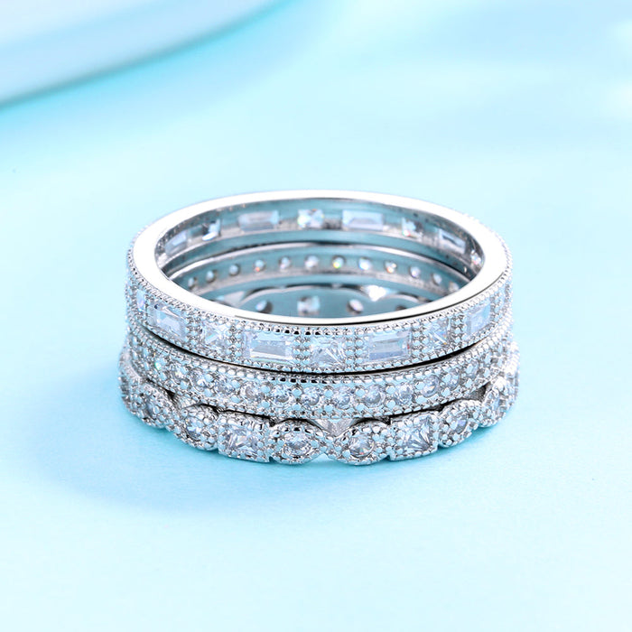 Silvertone Milgrain Band Set With Crystals from Swarovski