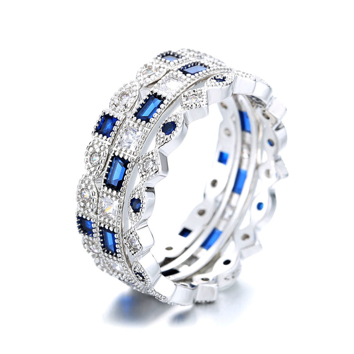 French Miligrain 3 piece Ring Set with crystals from Swarovski