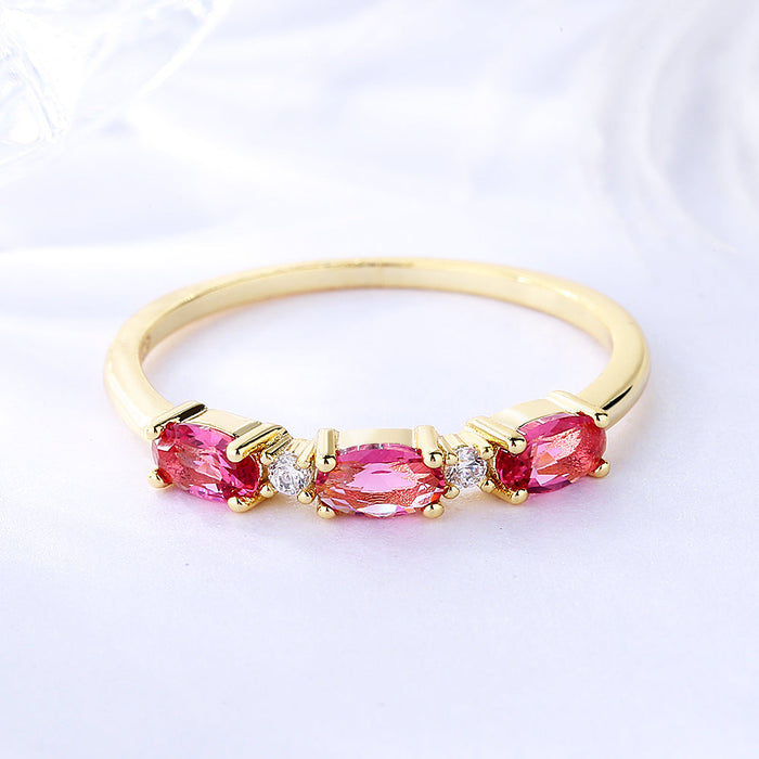 14K Gold over Sterling Silver Triple Stone Garnet Ring