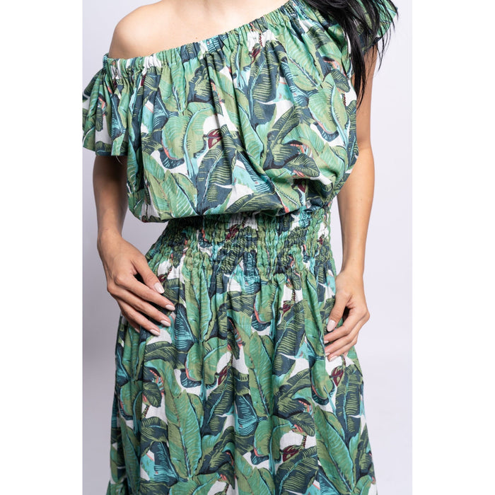 Petal Sleeve Long Dress | Banana Green