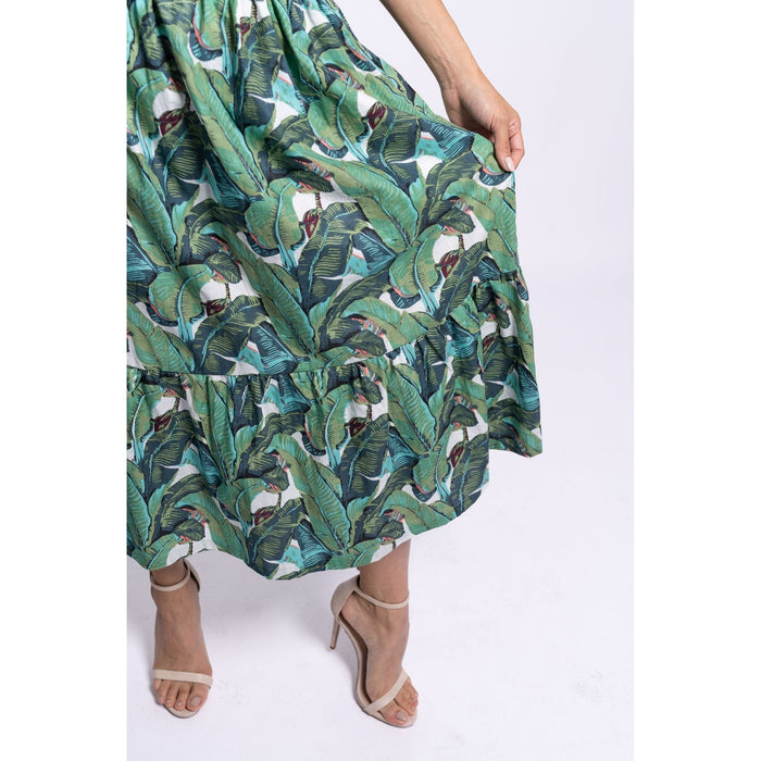 Petal Sleeve Long Dress | Banana Green