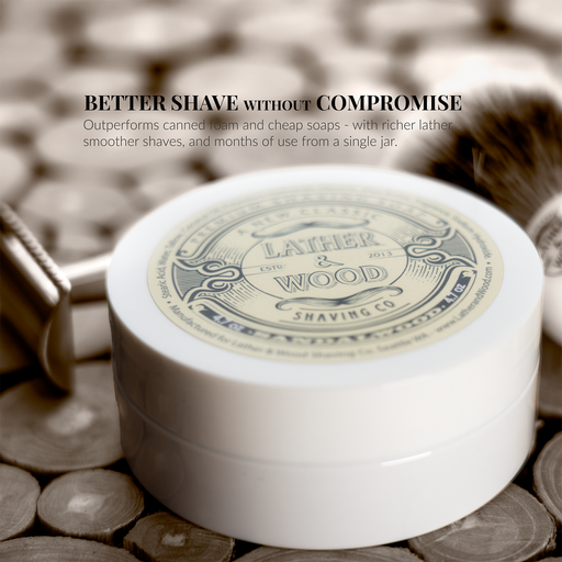 Lather & Wood Shaving Co Luxury Shaving Soap - Sandalwood Men Grooming, Health