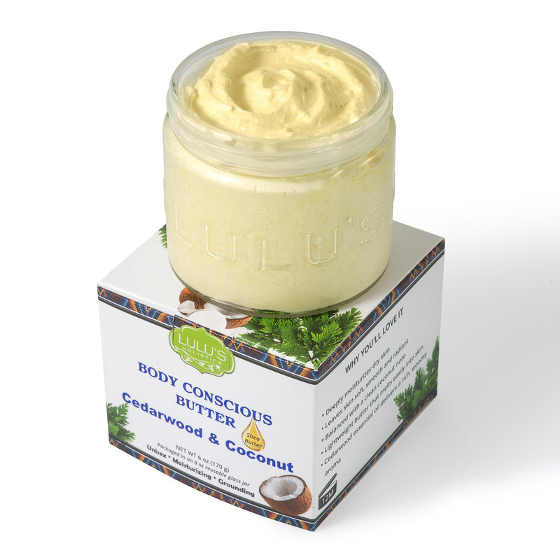 Lulu’s Holistics Cedarwood & Coconut Whipped Body Butter – Soothing, Nourishing Skin Care Lotion & Moisturizer