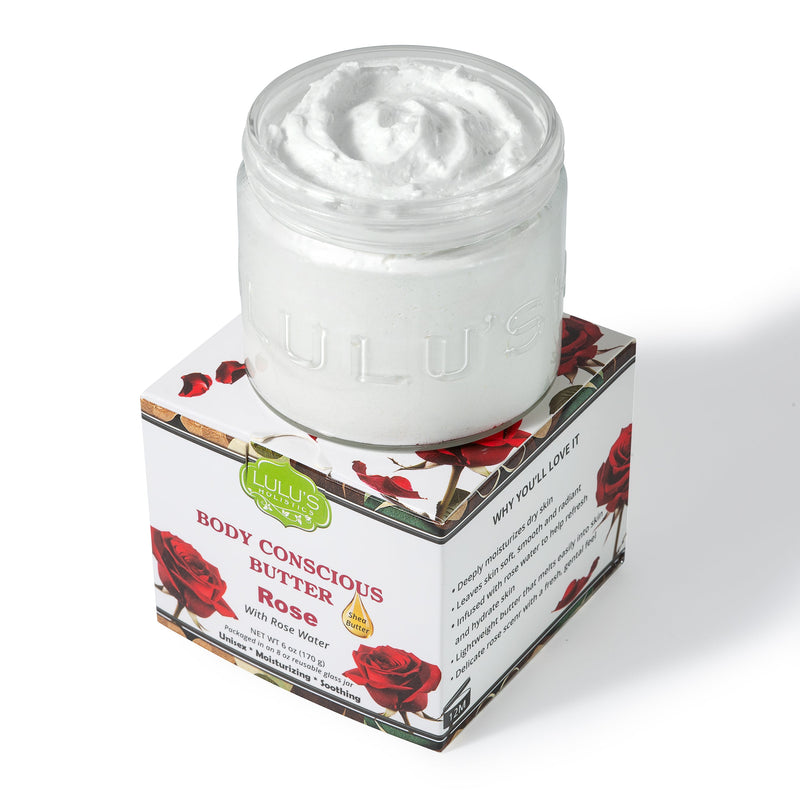 Lulu’s Holistics Rosewater Whipped Body Butter – Hydrating, Skin-Softening Care Lotion & Moisturizer