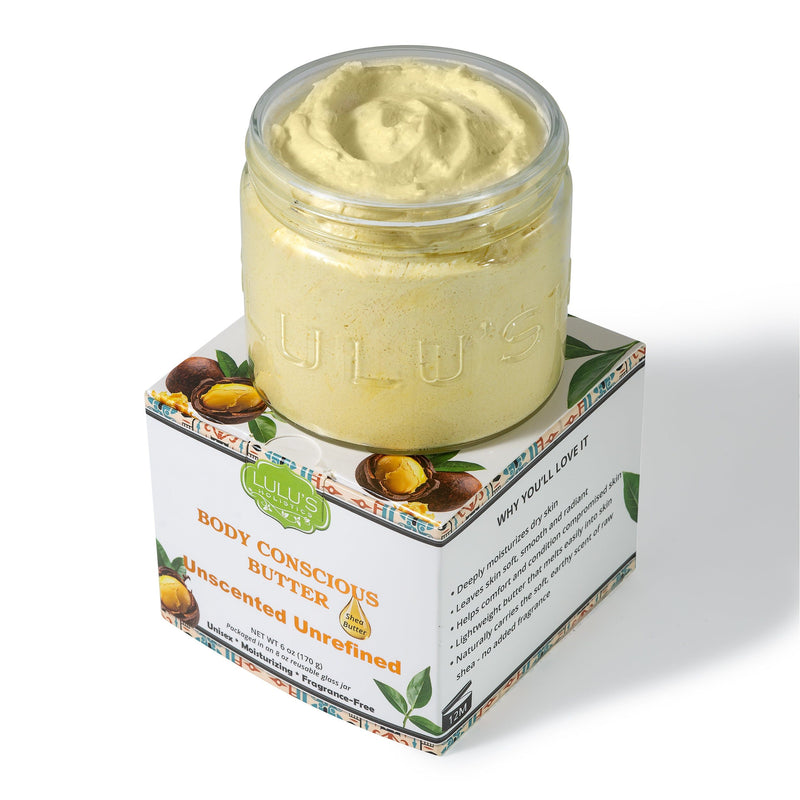 Lulu’s Holistics Unrefined Unscented Whipped Body Butter – Pure, Balanced Moisture Lotion & Moisturizer