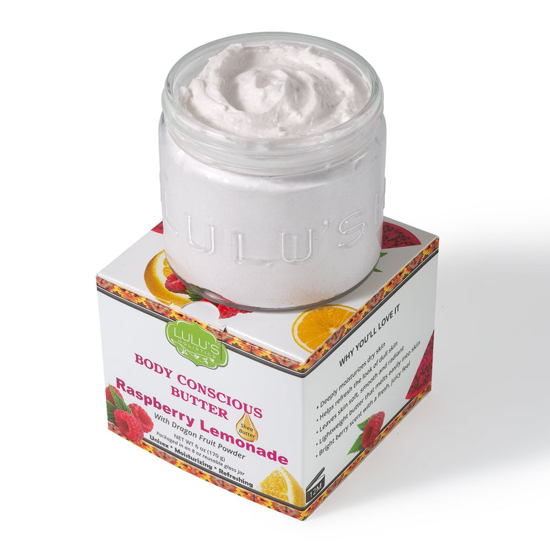 Lulu’s Holistics Raspberry Lemonade Whipped Body Butter – Nourishing, Skin-Softening Care Lotion & Moisturizer