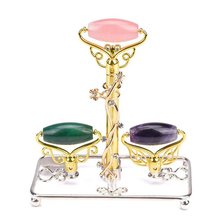 ZAQ Skin & Body Limited Edition - Magic Wand - Jade, Rose Quartz, Amethyst Facial Roller w/ Stand
