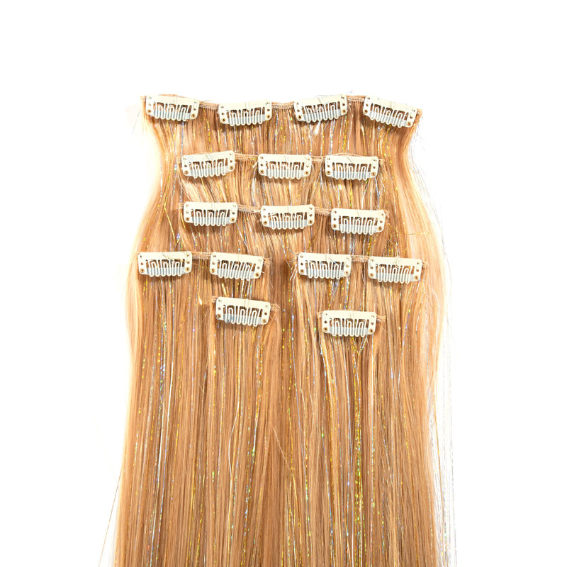 Lunautics Blonde Bombshell - 22 In Luxe Synthetic 7 Pc Full Clip-In Extension Set with Tinsel Clip-In Extensions