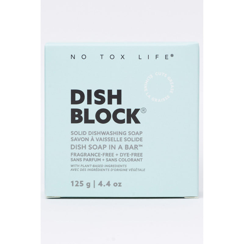 No Tox Life DISH BLOCK® solid dish soap - 4.4 oz (125g) bar - Fragrance Free - No Tox Life® Home & Kitchen