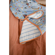 Be A Heart Blue Marian Deluxe Muslin Baby Blanket Quilt Swaddling & Receiving Blankets