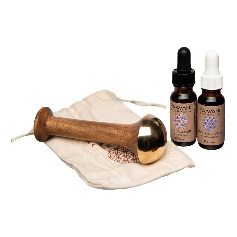 Paavani Ayurveda Radiant Skin Ritual | Ayurvedic Kansa Wand Facial Massage Kit variable