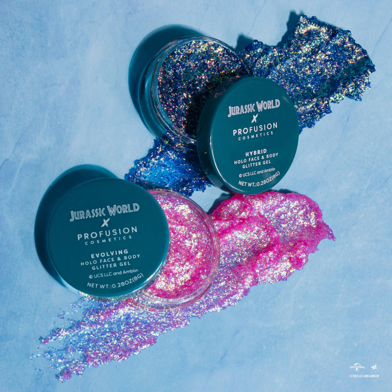 Profusion Cosmetics Jurassic World | It Can Camouflage! Holo Face & Body Glitter Gel Value Kits