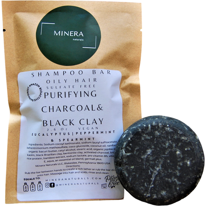 Mineranaturals Purifying Charcoal & Black Clay Shampoo Bar - Oily Hair