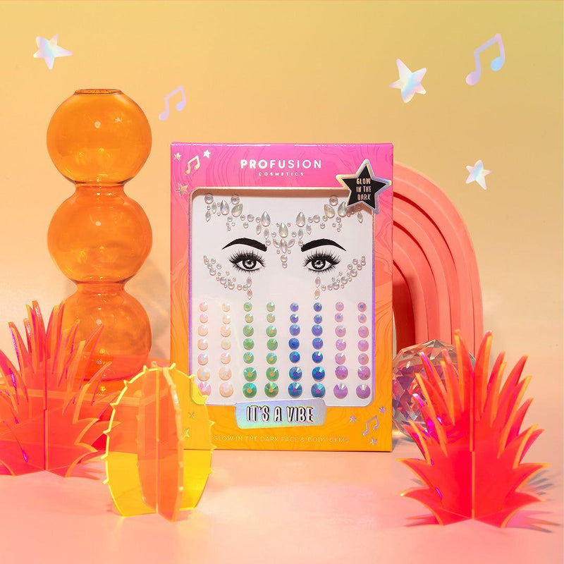 Profusion Cosmetics It's a Vibe | Glow-in-the-Dark Face & Body Gems Body