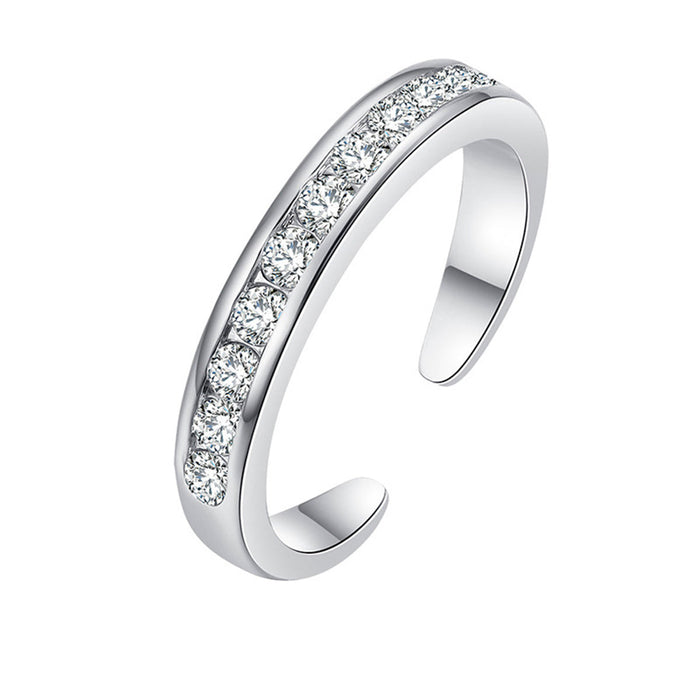 Sterling Silver Channel-Set Toe Ring with crystals from Swarovski