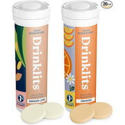 Drinklits Simply the Best Hydration, Vitamins, Electrolyte Tablets, Ginger-Lime and Orange, 2 Pack (20 Servings) Hydration Electrolyte Tablets
