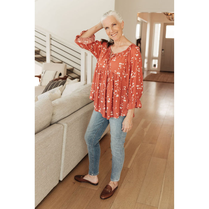 Daisy Flow Blouse In Rust