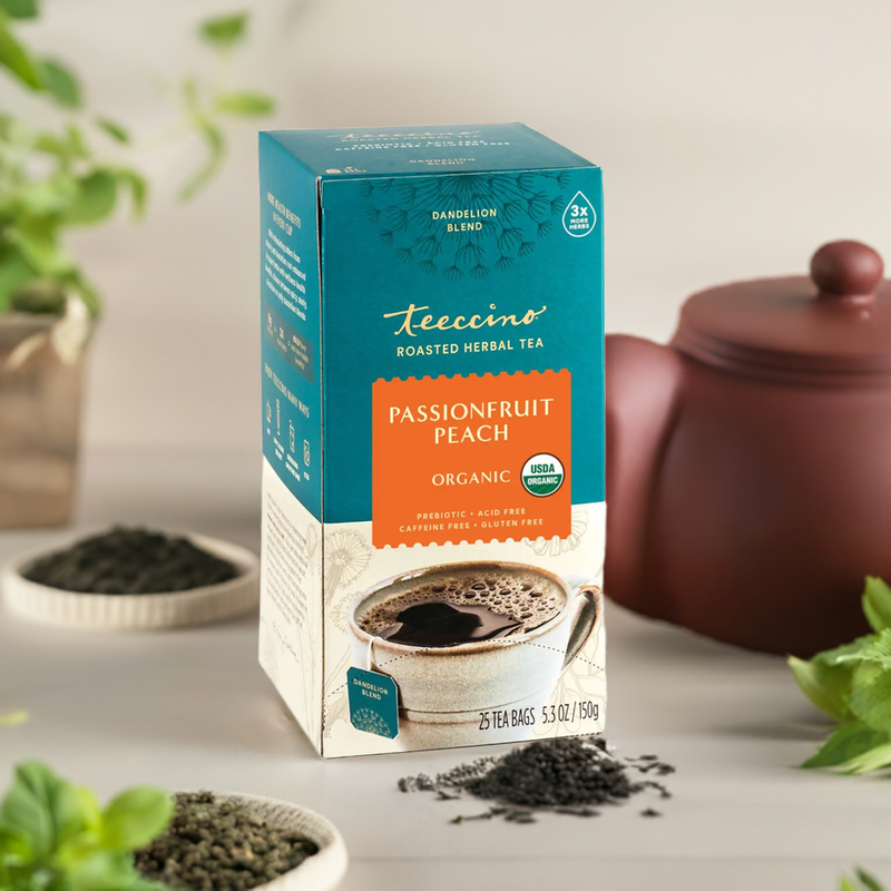 Teeccino Dandelion Passionfruit Peach Roasted Herbal Tea Herbal Tea