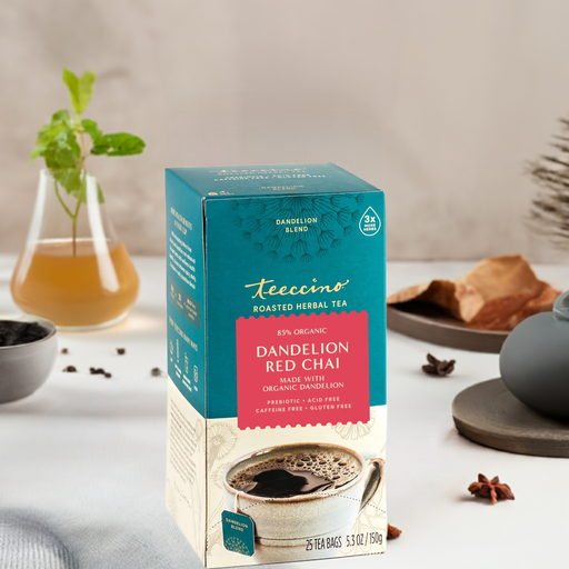 Teeccino Dandelion Red Chai Roasted Herbal Tea Herbal Tea