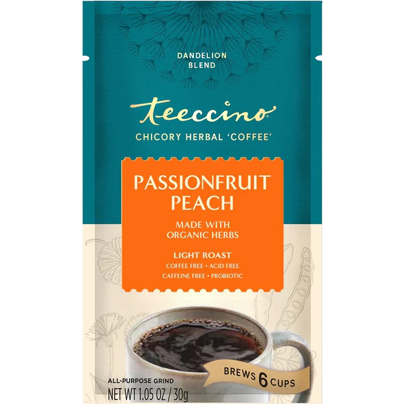 Teeccino Dandelion Passionfruit Peach Herbal Coffee Herbal Coffee