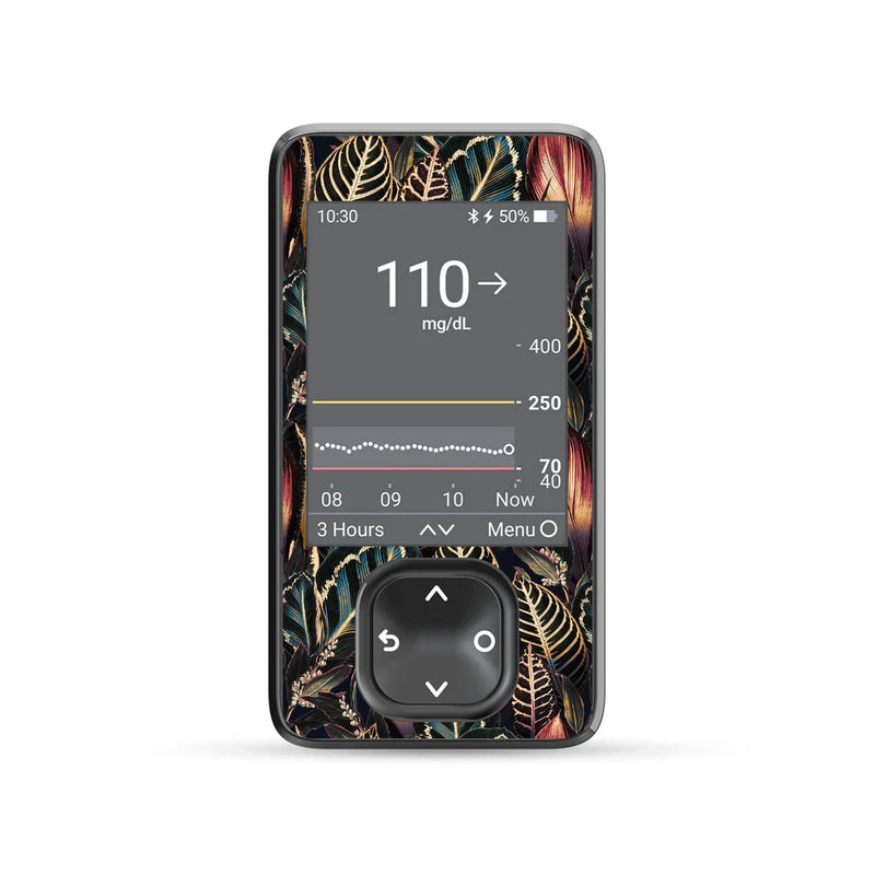 Peelz Dark Moon Leaves DEXCOM G7 and Stelo and G6 Touchscreen Receiver Sticker Peelz/Stickers