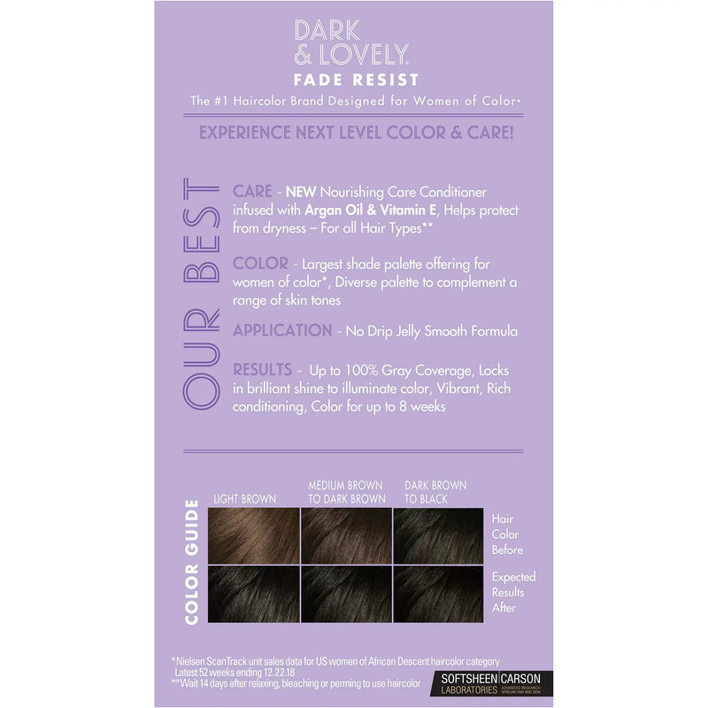 Mill's Beauty Supply Dark and Lovely Fade Resist Hair Color #371 - Jet Black Hair Color