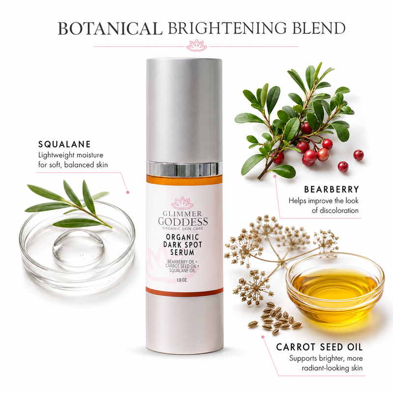 Glimmer Goddess® Organic Skin Care Organic Dark Spot Serum – Fade Hyperpigmentation & Even Skin Tone Serums White Smoke 1 oz.
