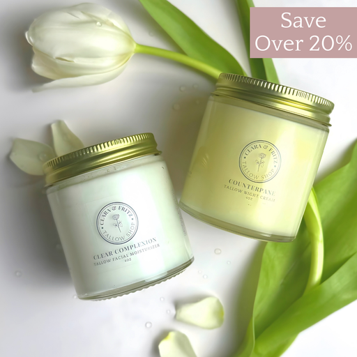 Clara & Fritz Tallow Shop Day & Night Face Moisturizer Duo Skincare Bundle