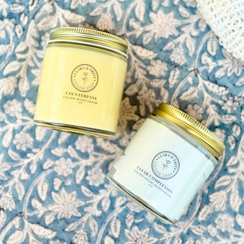 Clara & Fritz Tallow Shop Day & Night Face Moisturizer Duo Skincare Bundle