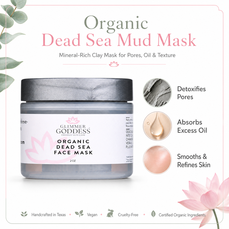 Glimmer Goddess® Organic Skin Care Organic Dead Sea Mud Mask – Exfoliate & Rejuvenate Masks & Peels
