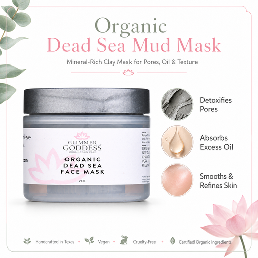 Glimmer Goddess® Organic Skin Care Organic Dead Sea Mud Mask – Exfoliate & Rejuvenate Masks & Peels