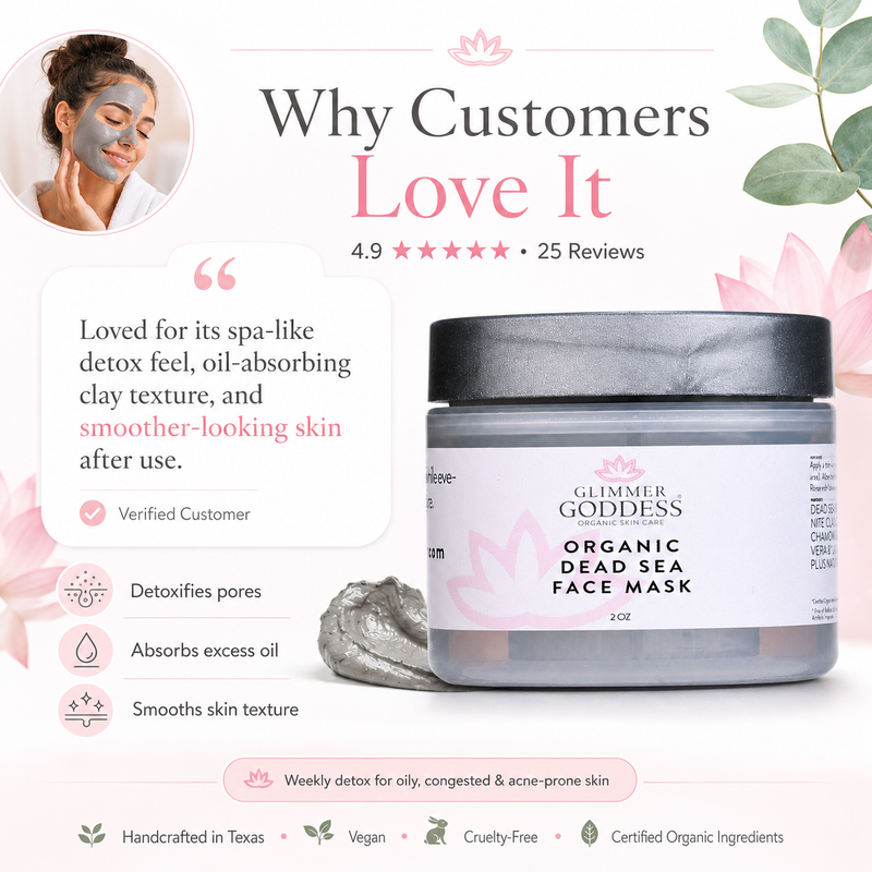 Glimmer Goddess® Organic Skin Care Organic Dead Sea Mud Mask – Exfoliate & Rejuvenate Masks & Peels