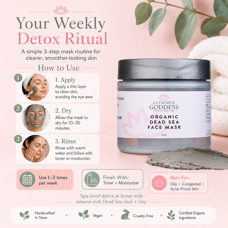 Glimmer Goddess® Organic Skin Care Organic Dead Sea Mud Mask – Exfoliate & Rejuvenate Masks & Peels