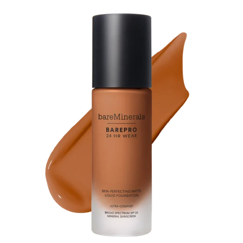 Nava Beauty bareMinerals BarePro 24HR Wear Skin-Perfecting Matte Liquid Foundation Mineral SPF 20 Complexion White Smoke Deep 50 Neutral