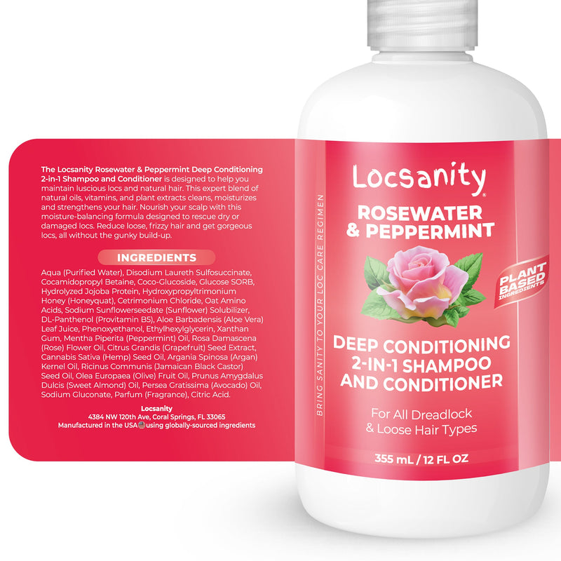 Locsanity Rosewater and Peppermint Moisturizing, Conditioning and Nourishing Shampoo Shampoo & Conditioning