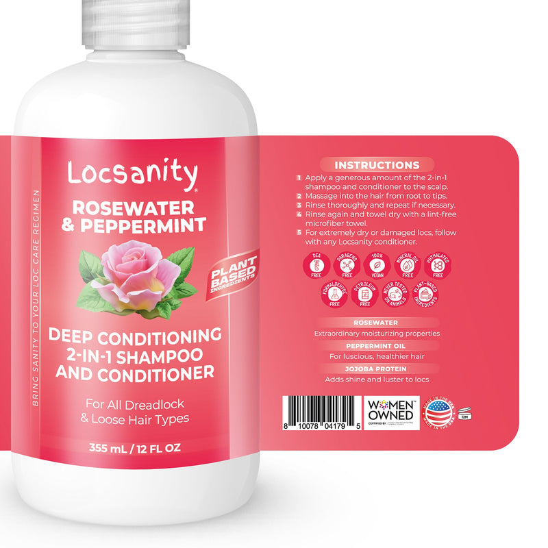 Locsanity Rosewater and Peppermint Moisturizing, Conditioning and Nourishing Shampoo Shampoo & Conditioning