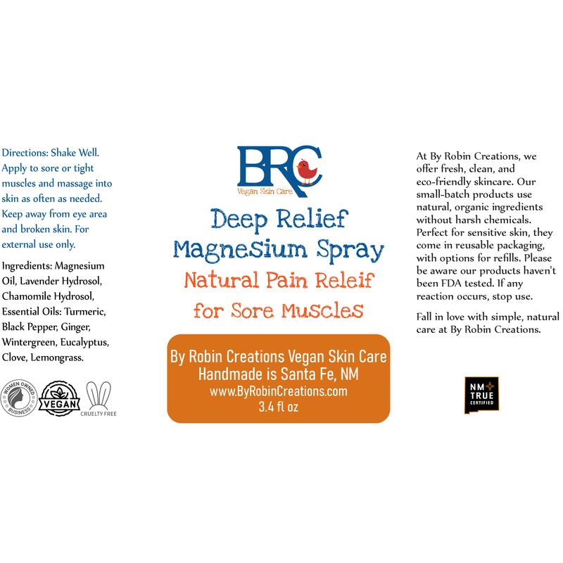 By Robin Creations Reformulated! Deep Relief Magnesium Spray for Sore Muscles Skin Care